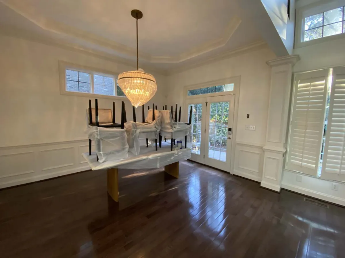 Interior painting with furniture fully protected